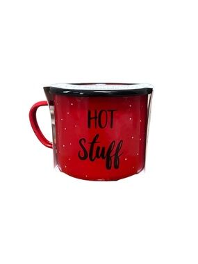 NEW Shiraleah Hot Stuff Red and Black Enamel Mug - Set of 4